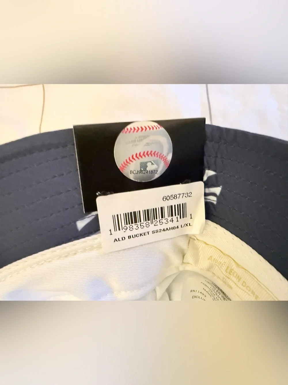 Aime Leon Dore ALD New York Yankees Bucket Hat Navy Crusher Allover Logo Sz L/XL
